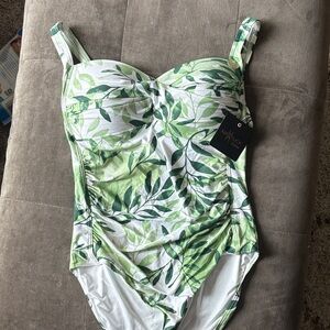 Nip Tuck Women's Green Leaf One Piece Swimsuit